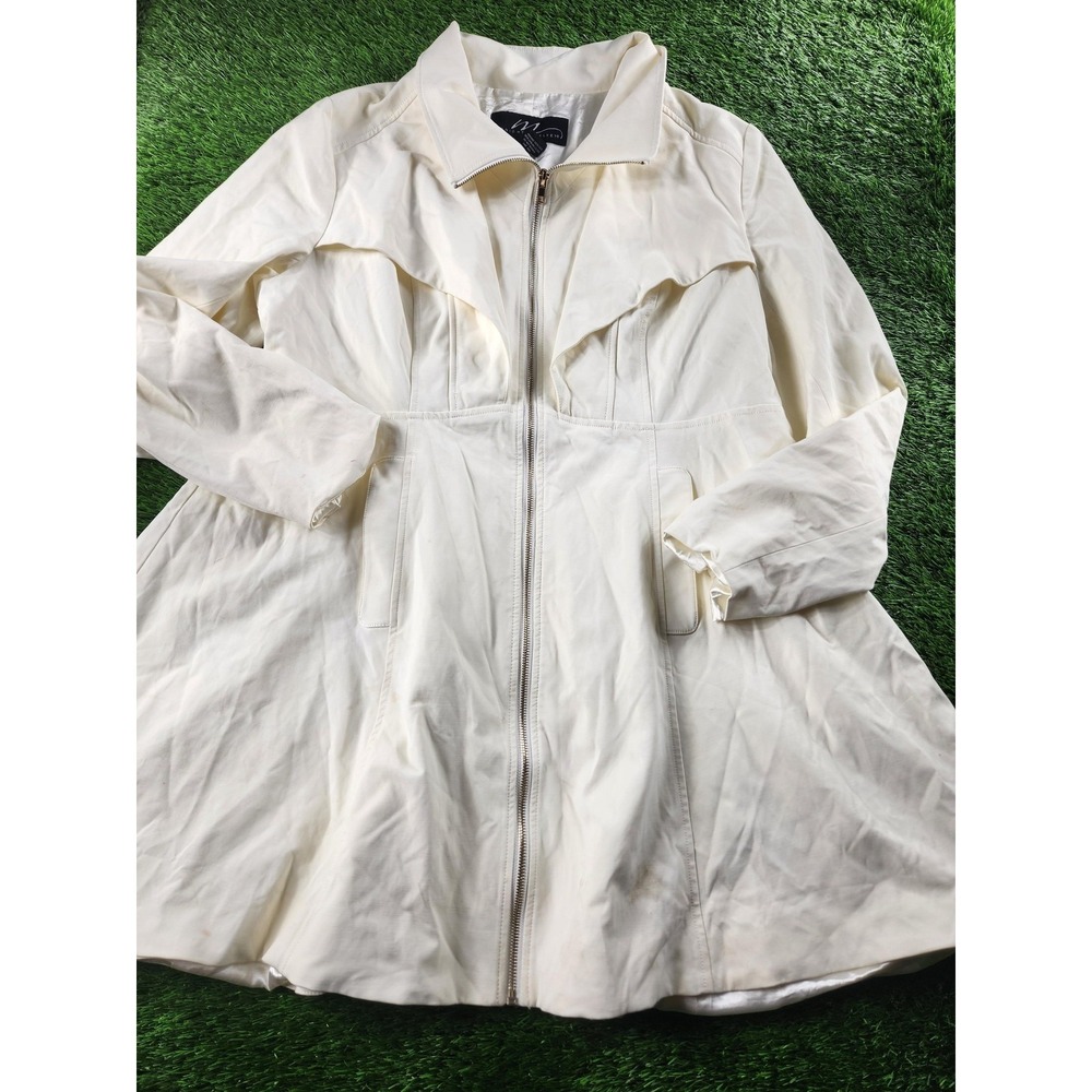Midnight Velvet‎ Coat Womens XL White Mid Length Zip Front Lined Fit Flare Hem